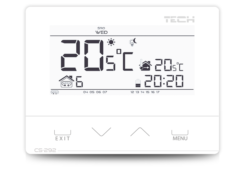 Pokojový termostat TECH ST-292 V2 bezdrátový CS